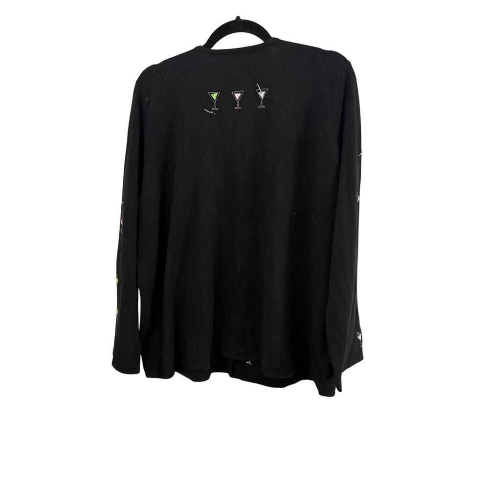 Susan Bristol Martini Glass Cardigan Sweater NEW Beaded Black Ice Cube Buttons - Picture 5 of 12